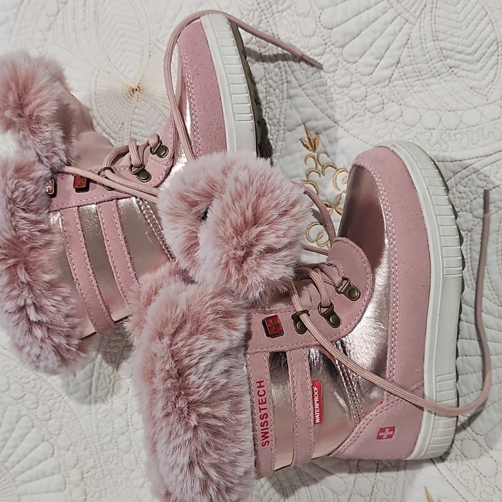 Pink Faux Fur Boots